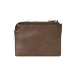 Belsac jordfarvet mntpung i skind med lynls og aftagelig kortholder