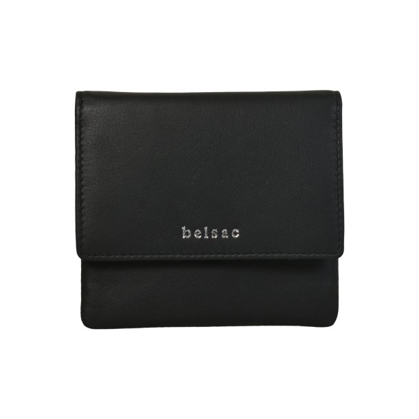Belsac sort pung i skind inkl. kortpung med lynls