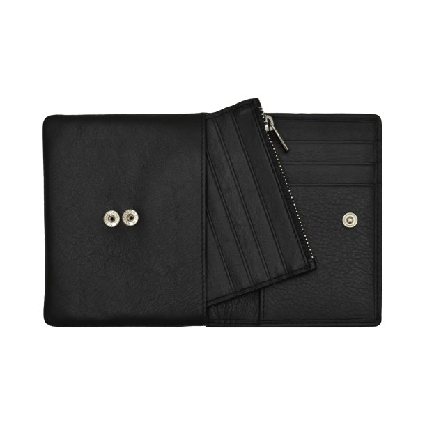 Belsac sort pung i skind inkl. kortpung med lynls