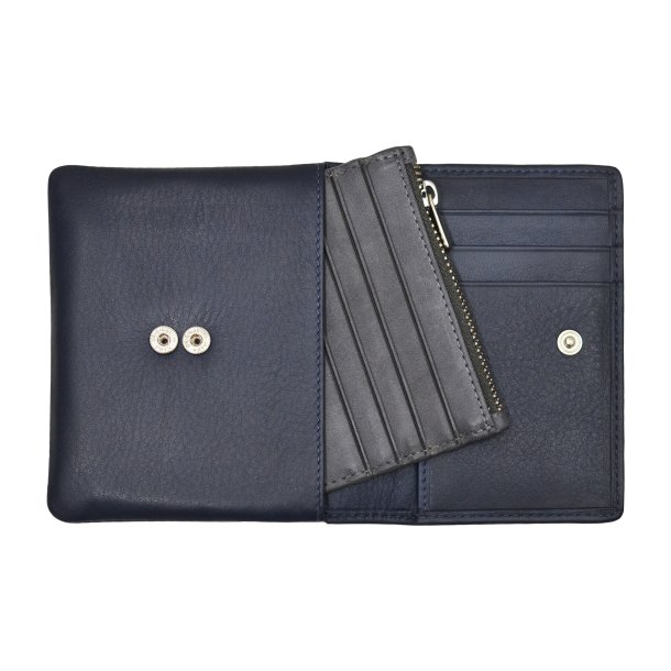 Belsac bl pung i skind inkl. kortpung med lynls