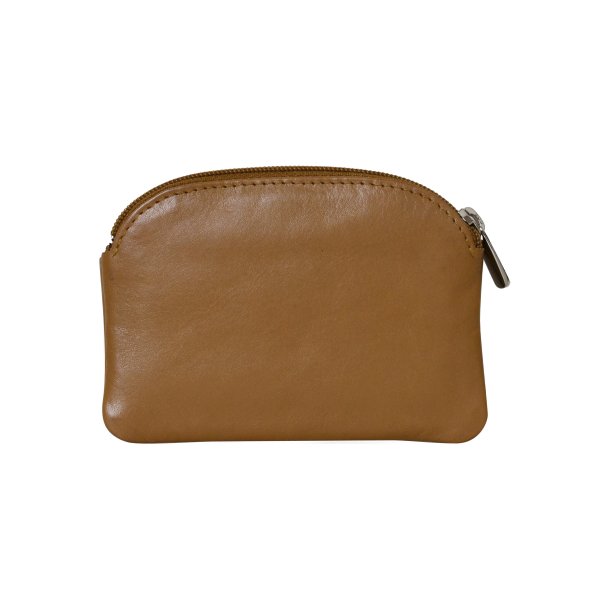 Belsac camel mntpung i skind med lynls og frontlomme med trykknap