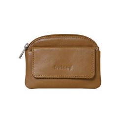 Belsac camel mntpung i skind med lynls og frontlomme med trykknap