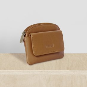 Belsac camel m�ntpung i skind med lynl�s og frontlomme med trykknap