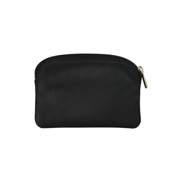 Belsac sort mntpung i mat skind med lynls og lomme