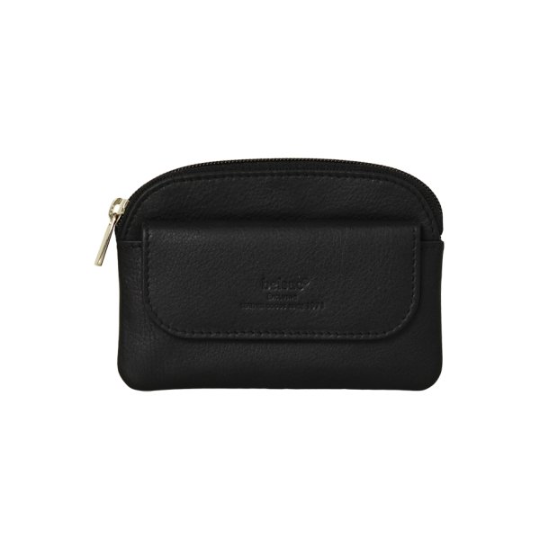 Belsac sort mntpung i mat skind med lynls og lomme