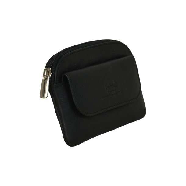 Belsac sort mntpung i mat skind med lynls og lomme