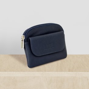 Belsac bl mntpung i mat skind med lynls og lomme