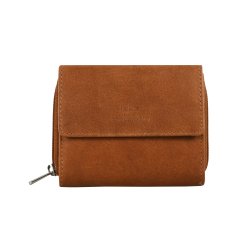 Belsac cognac pung i skind med lynlsrum til mnter/sedler og tofljet rum til kort/sedler