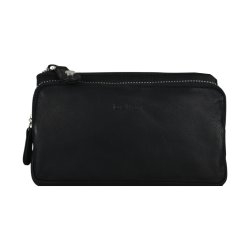 Belsac rummelig sort pung i mat skind med to lynlsrum 