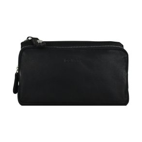 Belsac rummelig sort pung i mat skind med to lynl�srum 