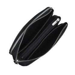 Belsac rummelig sort pung i mat skind med to lynlsrum 