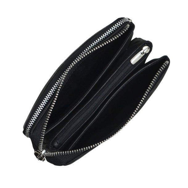 Belsac rummelig sort pung i mat skind med to lynlsrum 