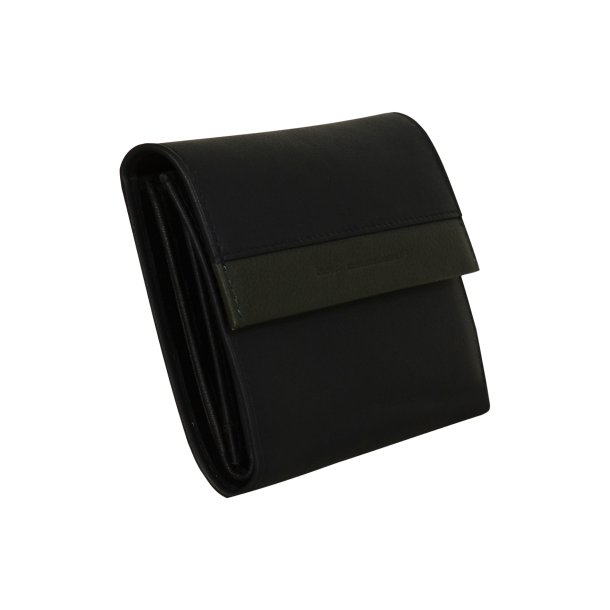 Belsac sort/grn pung i skind med plads til kontanter og kort