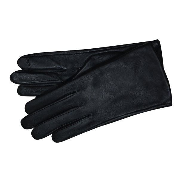 Belsac, glat skindhandske i sort med touch