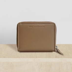 Belsac m�ntpung i beige glat skind med lynl�s