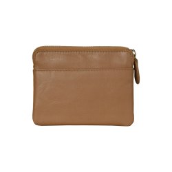 Belsac beige pung i skind med to rum, lynls og overslag til kort og kontanter