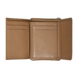 Belsac beige pung i skind med to rum, lynls og overslag til kort og kontanter