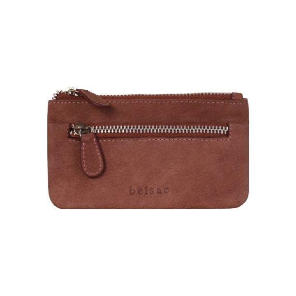 Belsac mntpung i rosa ruskind med to lynlsrum