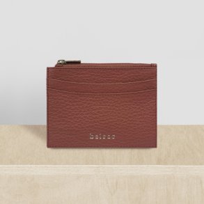 Belsac rosa m�ntpung i skind med lynl�s og plads til flere kreditkort