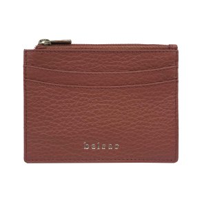 Belsac rosa m�ntpung i skind med lynl�s og plads til flere kreditkort