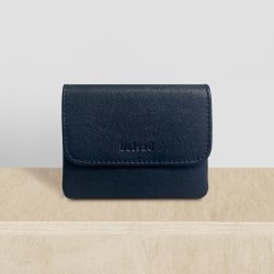 Belsac bl� pung i skind med overslag til kort og sedler