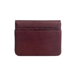Belsac burgundy pung i skind med overslag til kort og sedler