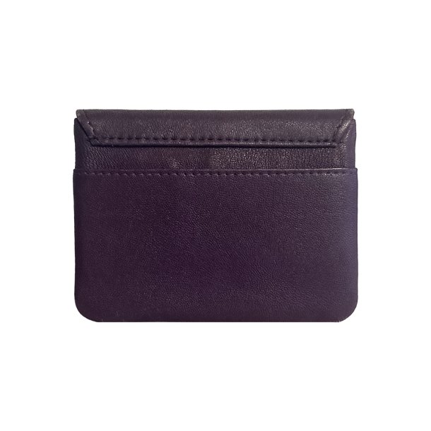 Belsac plum pung i skind med overslag til kort og sedler