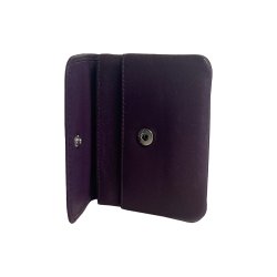 Belsac plum pung i skind med overslag til kort og sedler