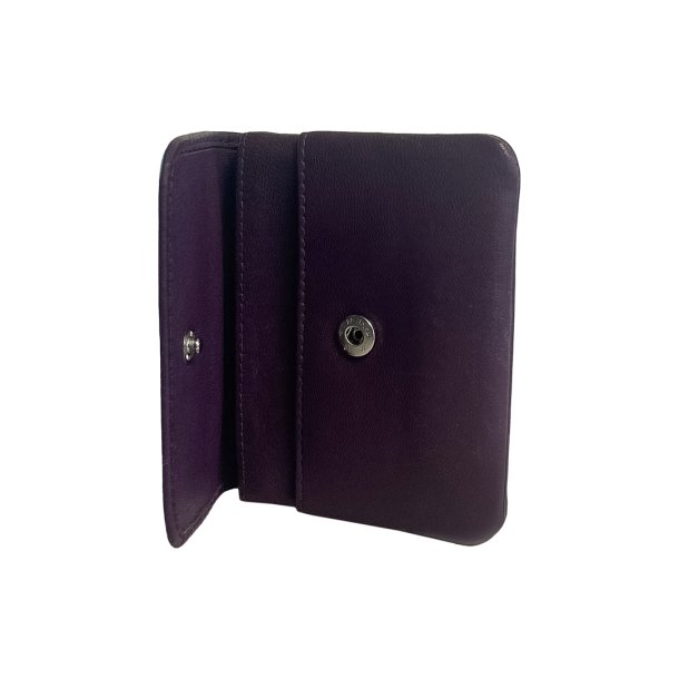 Belsac plum pung i skind med overslag til kort og sedler