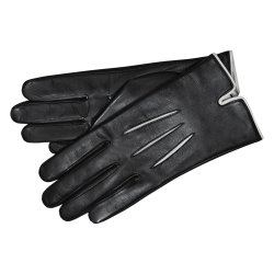 Belsac, skindhandske i sort med beige kontrast