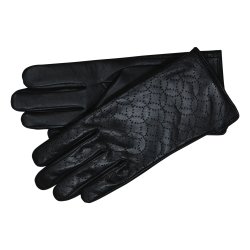 Belsac, sort skindhandske med hulmnster