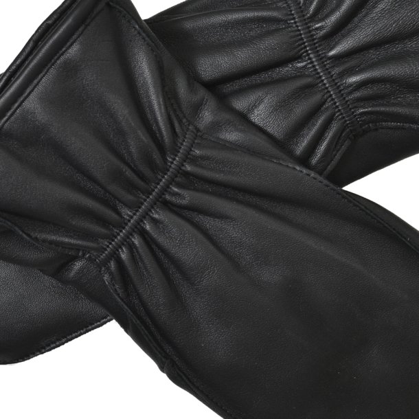 Belsac, sort skindluffe med fleecefor og elastik ved hndled