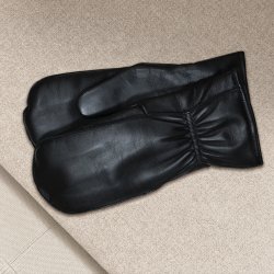 Belsac, sort skindluffe med fleecefor og elastik ved hndled