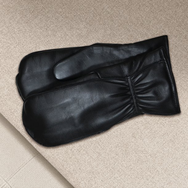 Belsac, sort skindluffe med fleecefor og elastik ved hndled