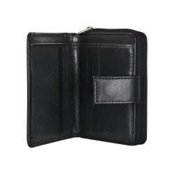 Belsac tofl�jet sort pung i glat skind med plads til kort og m�nter