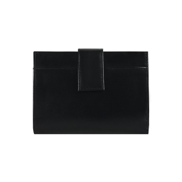 Belsac tofl�jet sort pung i glat skind med plads til kort og m�nter