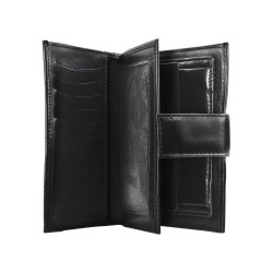 Belsac tofl�jet sort pung i glat skind med plads til kort og m�nter