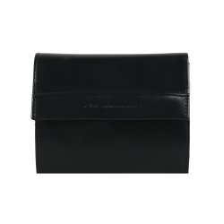 Belsac trefl�jet sort pung i glat skind med plads til kort og m�nter