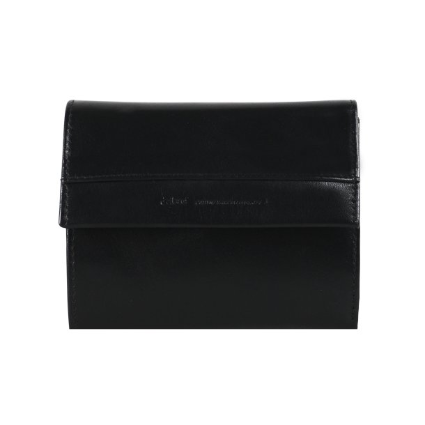 Belsac trefl�jet sort pung i glat skind med plads til kort og m�nter