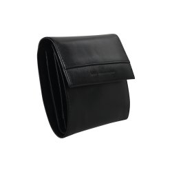 Belsac trefl�jet sort pung i glat skind med plads til kort og m�nter