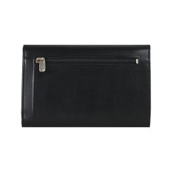 Belsac trefl�jet sort pung i glat skind med plads til kort og m�nter