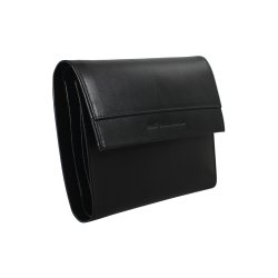 Belsac trefl�jet sort pung i glat skind med plads til kort og m�nter