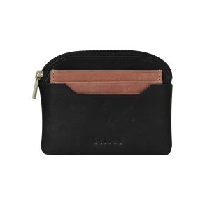 Belsac sort pung i skind med aftagelig kortholder i lys rosa skind
