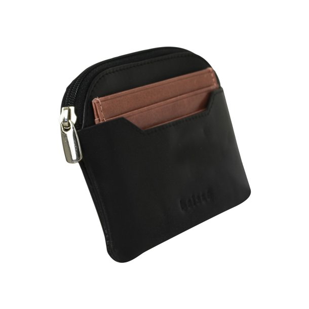 Belsac sort pung i skind med aftagelig kortholder i lys rosa skind