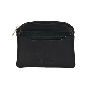 Belsac sort pung i skind med aftagelig kortholder i bl�/gr�nt skind