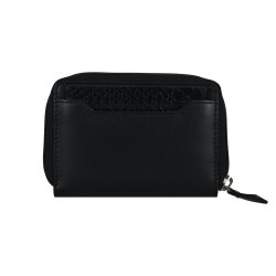 Belsac pung i sort med to rum, lynls og trykknap til mnter, sedler og kort