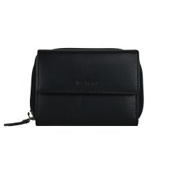 Belsac pung i sort med to rum, lynls og trykknap til mnter, sedler og kort