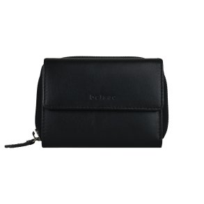 Belsac pung i sort med to rum, lynl�s og trykknap til m�nter, sedler og kort
