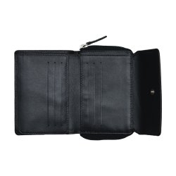 Belsac pung i sort med to rum, lynls og trykknap til mnter, sedler og kort