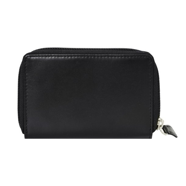 Belsac sort/teal pung i skind med to rum separate rum til sedler, mnter, kort. Inkl. ls kortholder